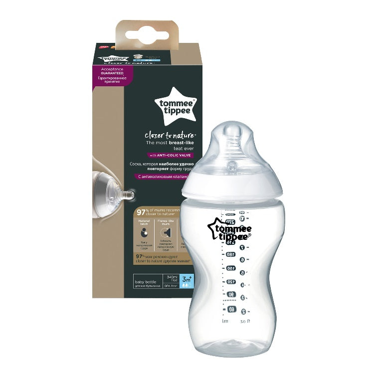 Closer To Nature feeding bottle with a silicone nipple 3m + 340ml