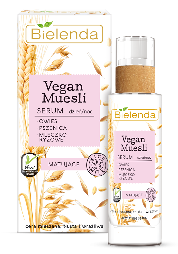 Vegan Muesli Mattifying Serum is a matting serum for combination skin. oily and sensitive for night and day 30ml
