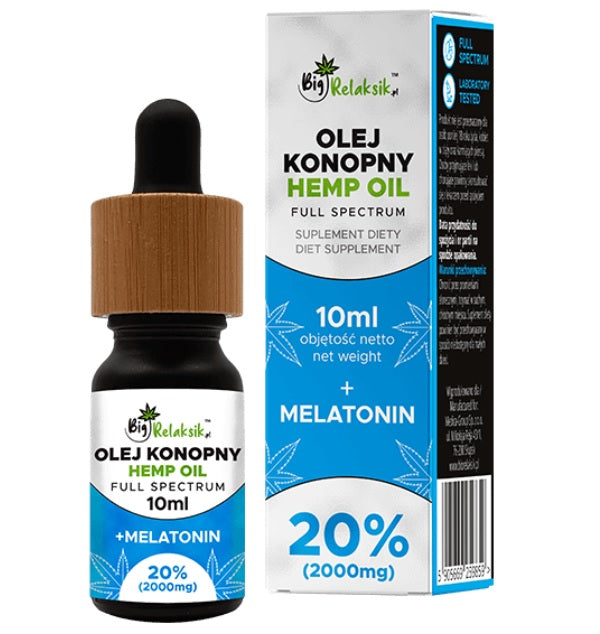 Hemp Oil Full Spectrum 20% 2000mg dietary supplement in drops Hemp oil + Melatonin 10ml