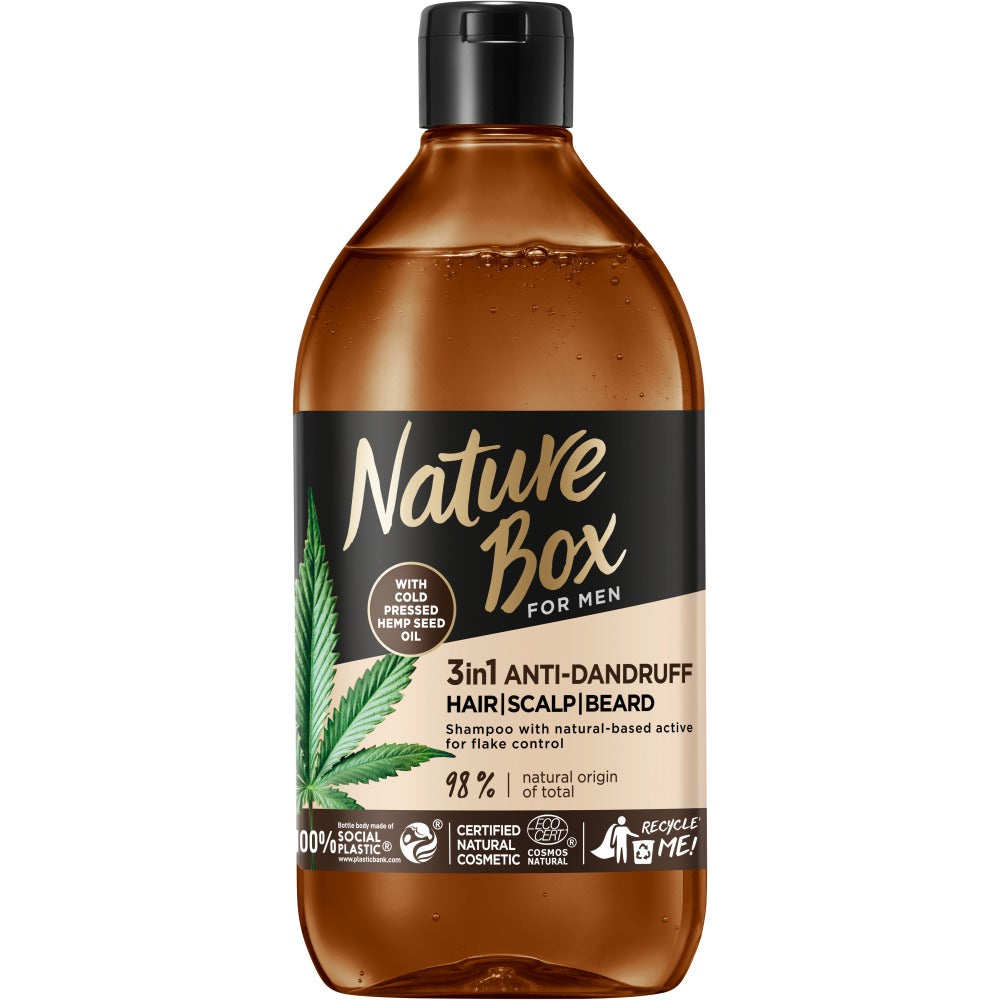 For Men Hemp Oil 3in1 anti-dandruff shampoo with 3in1 formula for scalp and beard hair 385ml