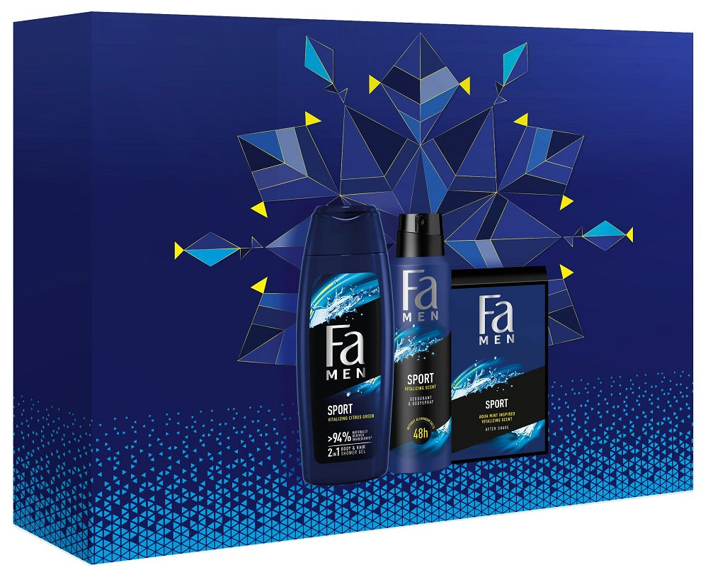 Men Active Sport set shower gel 250ml + spray deodorant 150ml + aftershave 100ml