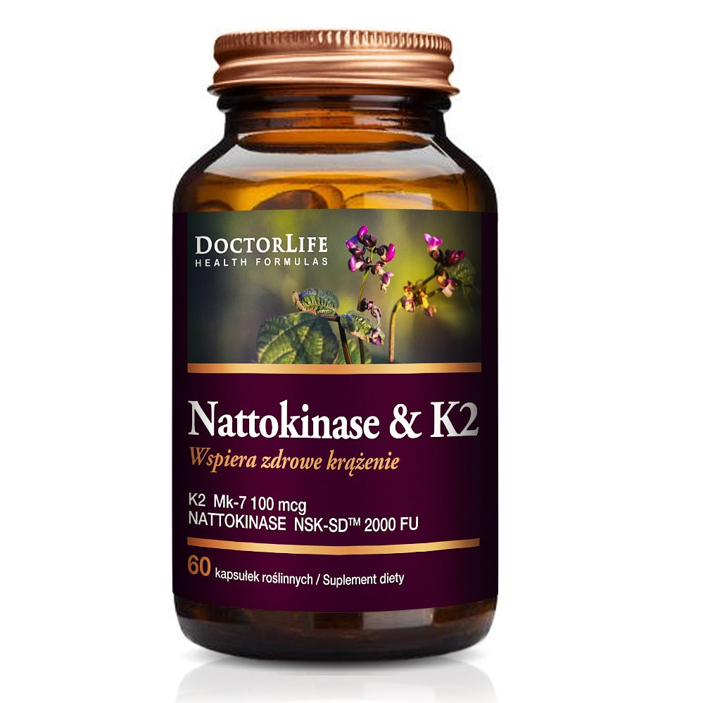 Nattokinase & K2 Mk-7 100mcg supports healthy circulation, dietary supplement 60 capsules