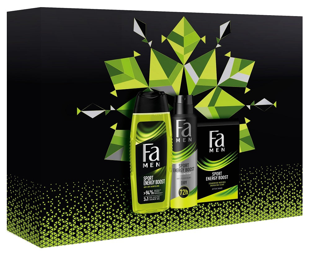 Men Sport Energy Boost set shower gel 250ml + antiperspirant spray 150ml + aftershave 100ml