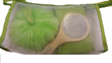 Travel Kit Cosmetic bag + washcloth + wooden mirror + Lime hair band