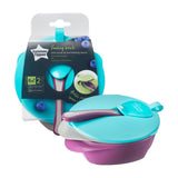 Feeding Bowls a bowl with a lid and a spoon, triangular base 6m + 2 pcs