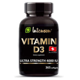 Vitamin D3 4000 IU, dietary supplement, 365 capsules