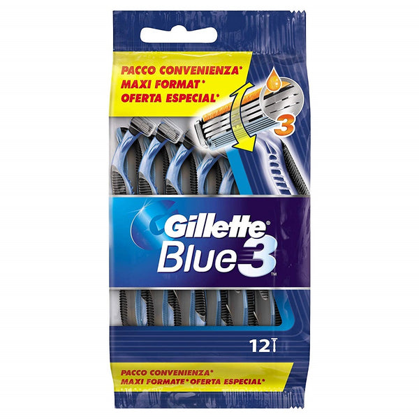 Blue 3 disposable razors for men 12 pcs – Cosmetics beauty shop