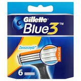 Blue 3 replaceable razor blades 6 pcs