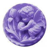 Happy Soaps Violet Angel with Tulips in a Medallion, natural glycerin Lavender soap 100g