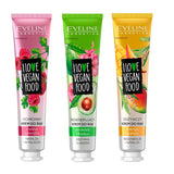 Love Vegan Food Hand Cream set of protective hand cream Raspberry & Coriander 6x50ml + regenerating hand cream Avocado & Hibiscus 6x50ml + nourishing hand cream Mango & Sage 6x50ml