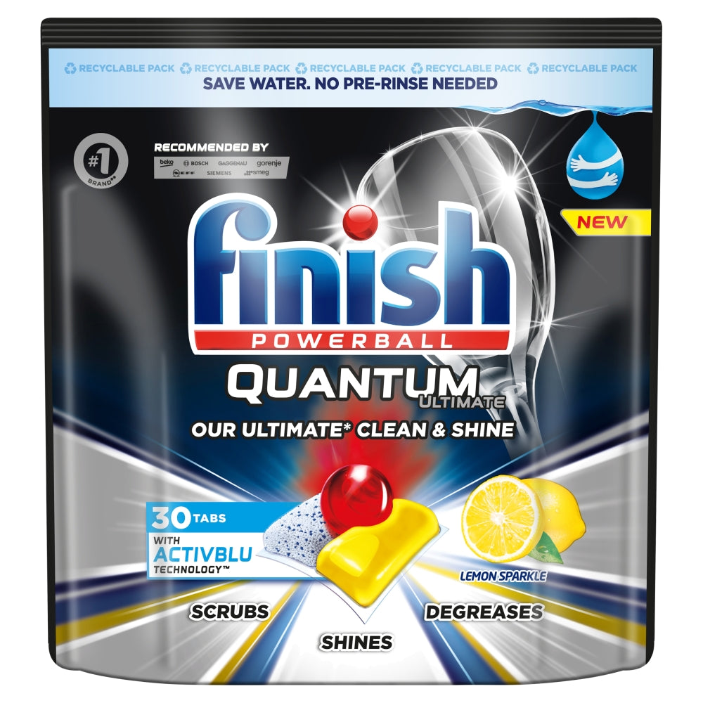 Finish Powerball Quantum Ultimate Lemon Sparkle Dishwasher Pack of