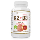 Vitamin K2 MK-7 200?g + D3 100?g 4000IU + MCT oil, dietary supplement 120 soft capsules
