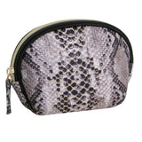 Small, semicircular snakeskin wash bag