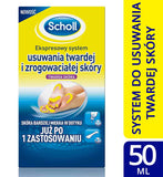 Scholl express system for removing hard and calloused skin, profiled blades and hyaluronic acid