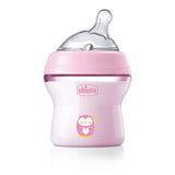 NaturalFeeling plastic bottle with a silicone nipple, free flow 0m + Pink 150ml