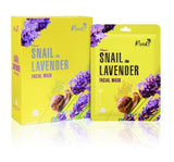 Snail Lavender Facial Mask sheet mask with snail slime and lavender extract for mature skin 8 + 2pcs 38g