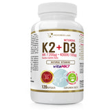 Vitamin K2 MK-7 200 µg + D3 100 µg 4000IU dietary supplement 120 capsules