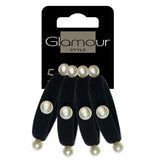 Black hair elastics with pearls 4 pcs