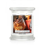Medium scented candle with two wicks Cognac & Leather 411g