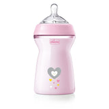 NaturalFeeling plastic bottle with a silicone teat, fast flow 6m + Pink 330ml