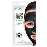 Detox Mask black mask on fabric with activated charcoal