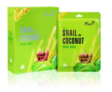 Snail Coconut Facial Mask sheet mask with snail slime and coconut extract for dry skin 8 + 2pcs 38g