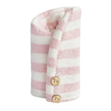Pink and White Microfiber Hair Towel