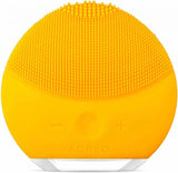 Luna Mini 2 Sonic facial cleansing brush with the Sunflower Yellow massage effect